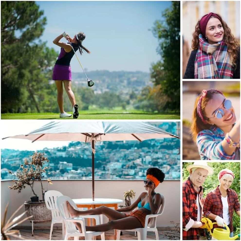 6Pcs Bandana Headbands for Women Wide Wavy Headscarf Boho Head Scarfs Wraps Turban Fabric Elastic Headband Yoga Hairbands Sport Running Headscarves - F15Amoeba image number 5