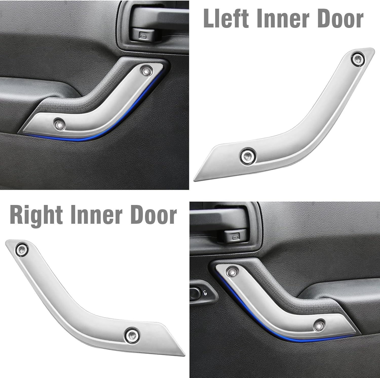 UOIENRT 2Pcs Interior Door Grab Handle Inserts Cover Trim Replacement for Jeep 2011-2018 Wrangler Jk(Left+Right) image number 1