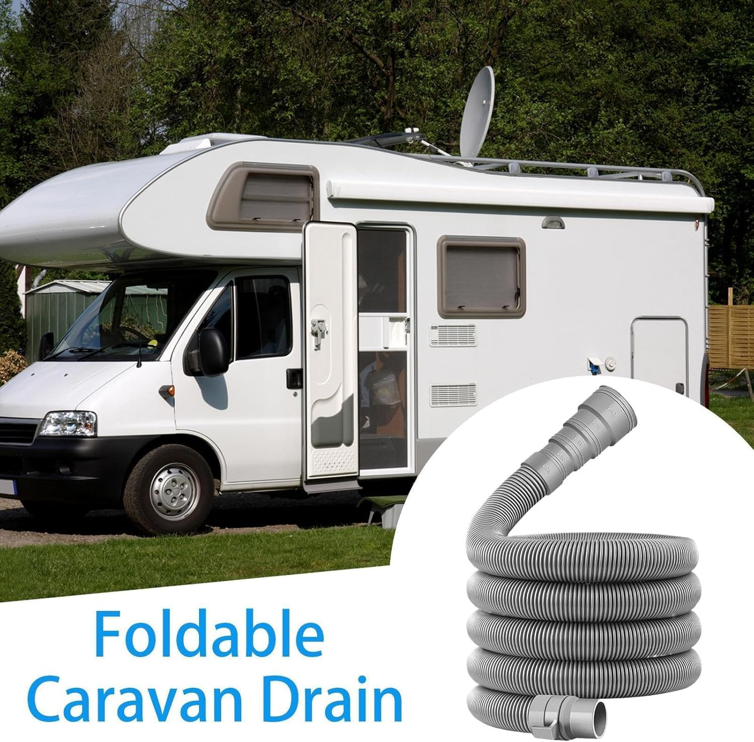 RV Sewer Hose Kit | Caravan Drain Pipe with Adjustable Adapter | Universal Fit for Motorhome, Camper Van, Trailer (6 Meters) image number 3