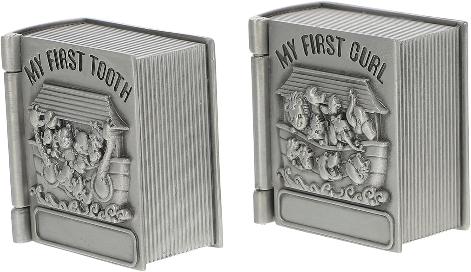 BESPORTBLE Baby First Tooth Cases and First Curl Storage Boxes for Kids, Metal Keepsake Organizers Vintage Treasure Chest Design, Silver Color, 2Pcs Set for Childhood Memory Preservation image number 4