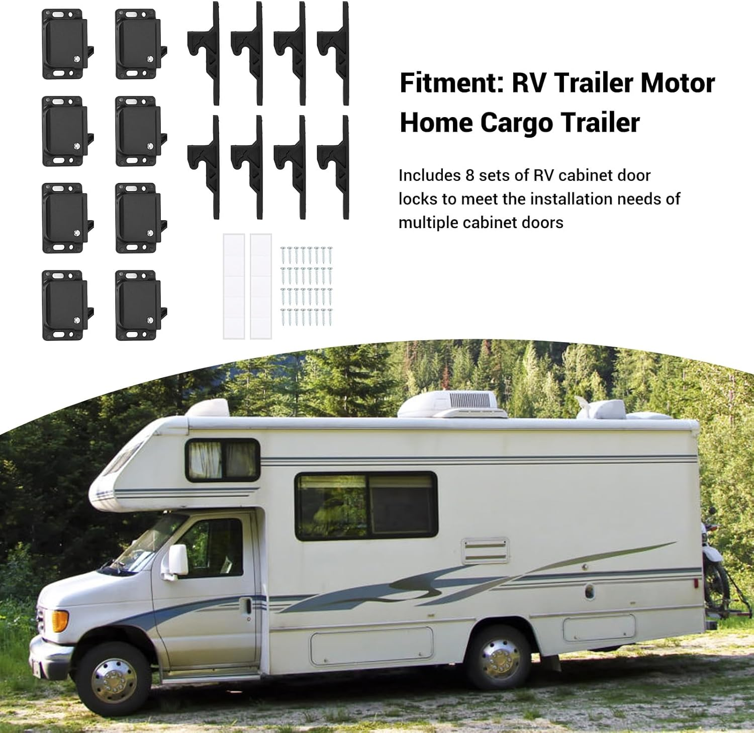 8 Sets RV Cabinet Latch, RV Drawer Latches and Catches, Replacements Push Catch Latch with Mounting Hardware for Motor Home Cargo Trailer image number 2