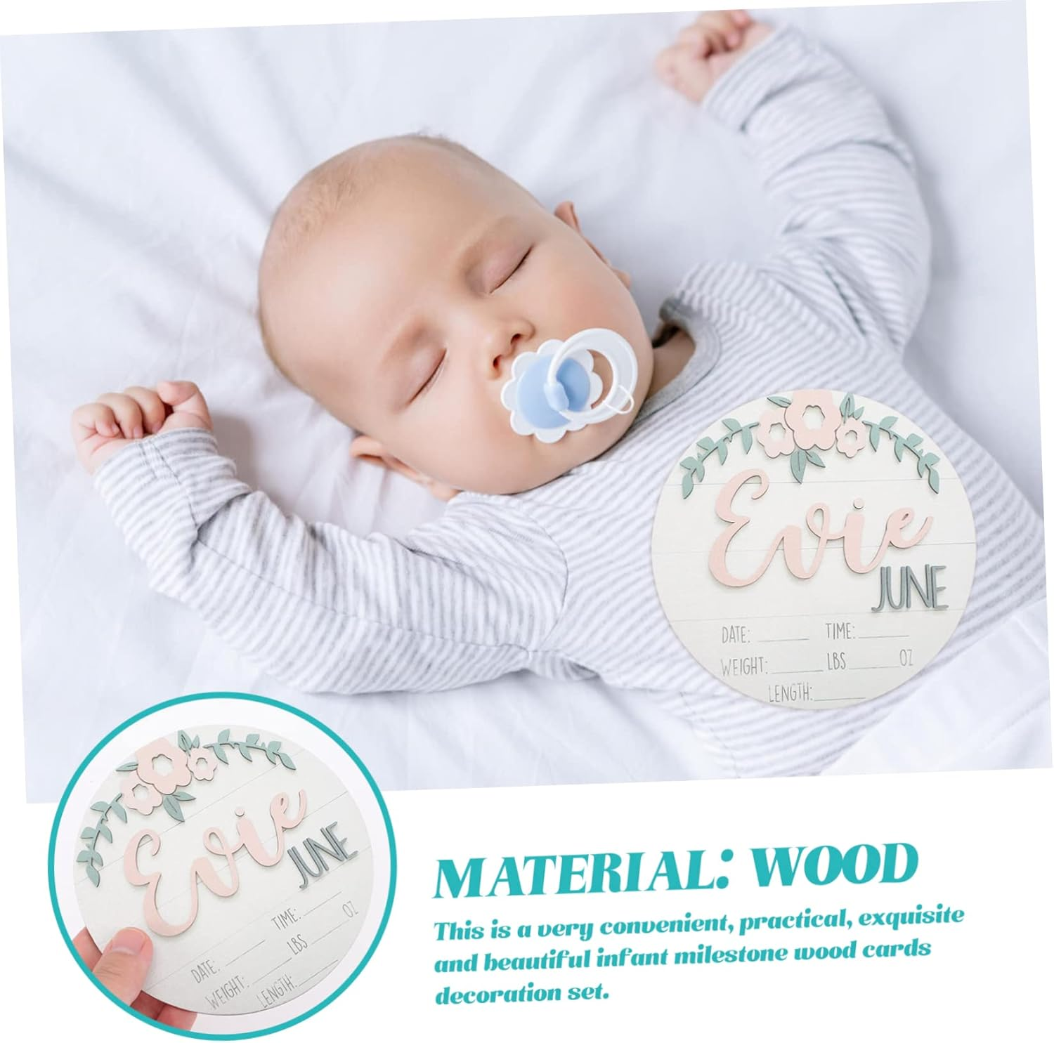 2Pcs Birth Announcement Sign for Newborn Milestone Photos Shower Prop Star Design image number 5