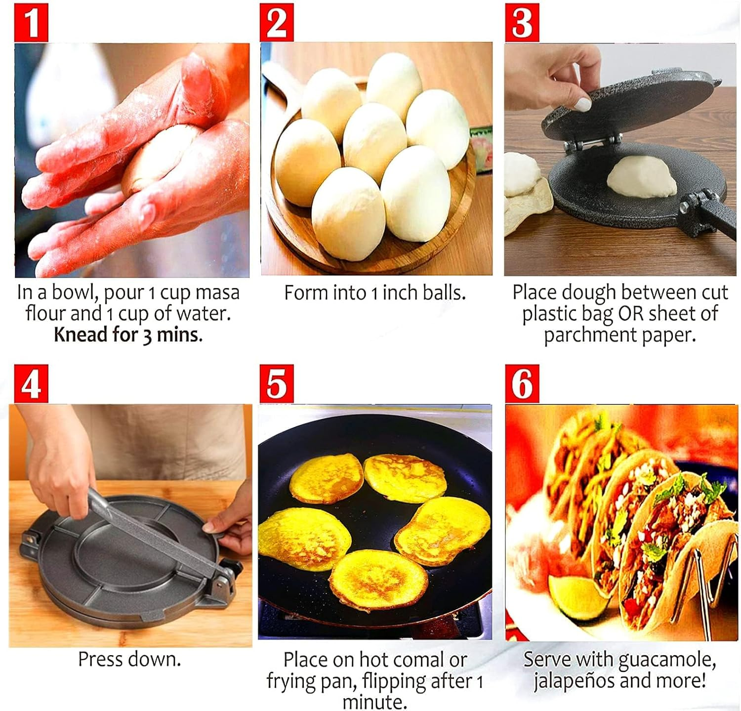 Tortilla Press 8 Inch, Food Aluminum Tortilla Maker, Heavy Duty Tortillera Pataconera, Flour Tortilla Press, Roti Maker, Taco Maker, Taco Press image number 6