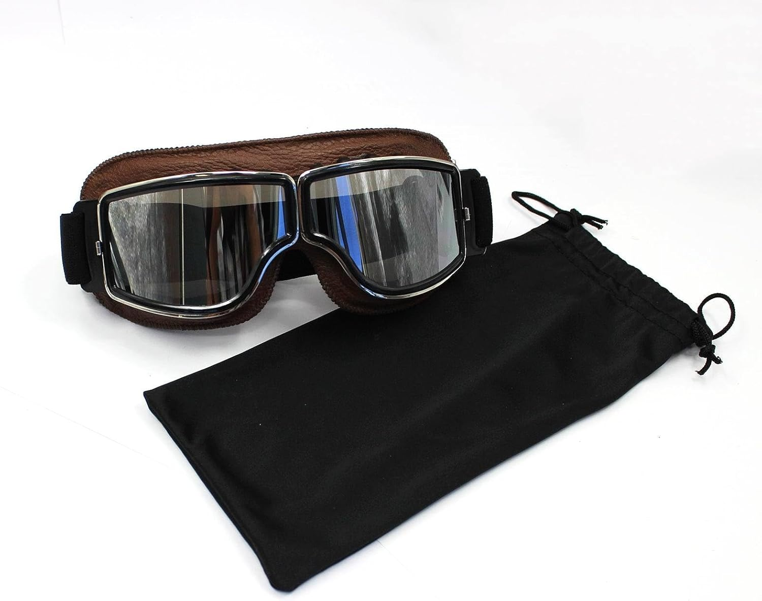 TDR WWII Style Aviator Goggles - Adjustable, Windproof, Safety Enhanced, UV Protection, anti Fog for Motorcycle, Skiing, and Snowboarding, Fits Adults and Teens (Brown) image number 3