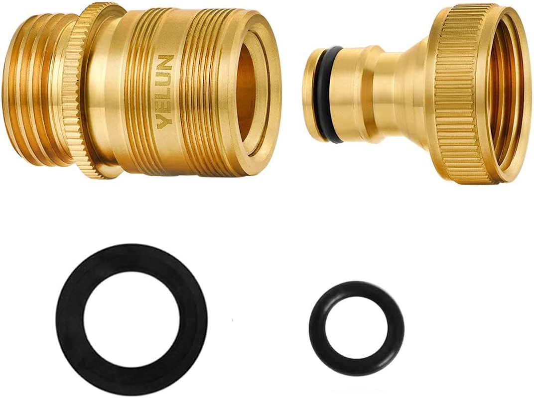 Garden Hose Quick Connect Solid Brass 3/4 Inch GHT External Thread Easy Connect Fittings No-Leak Water Hose Male Quick Connector and Female Product Adapters (6 SETS)