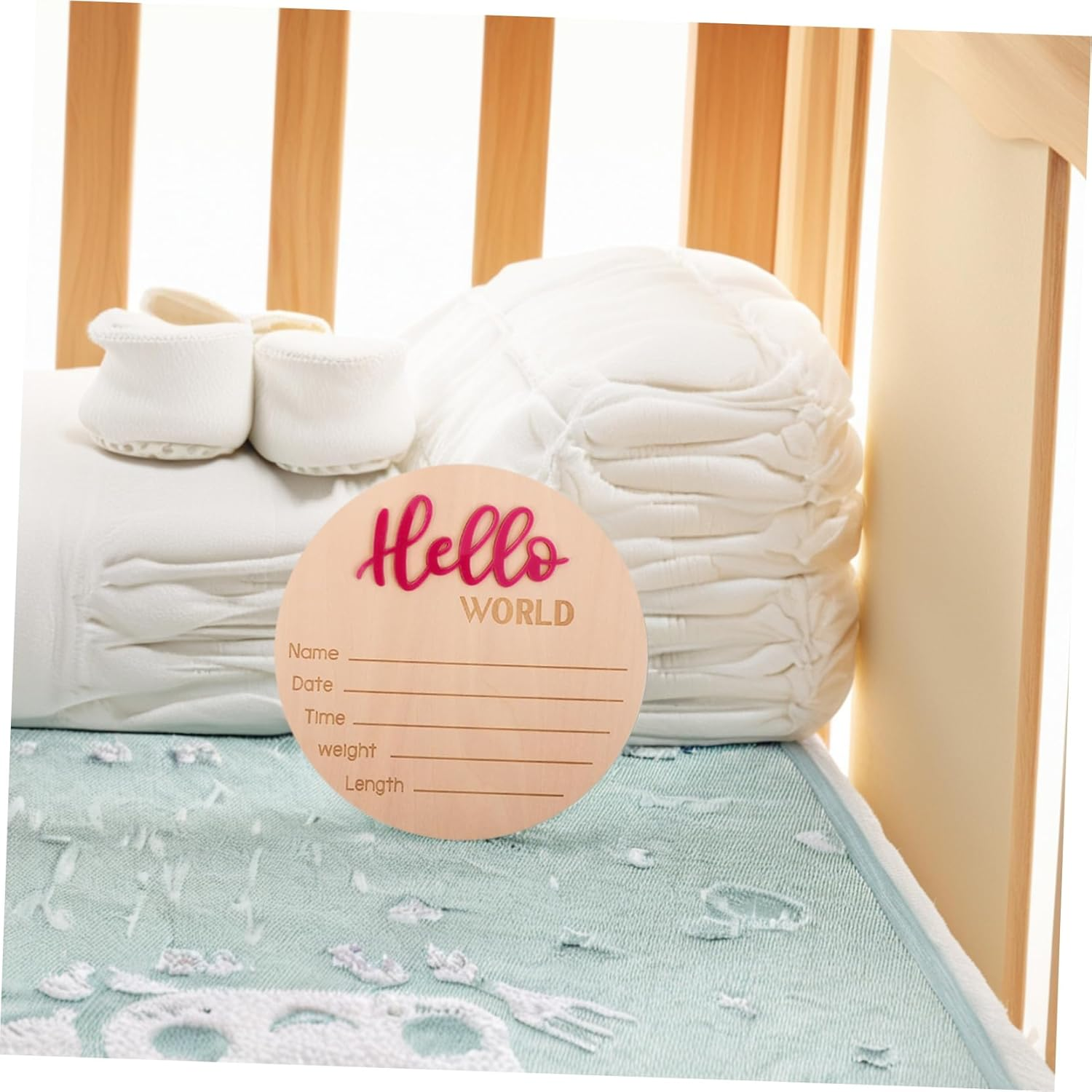 Abaodam 4Pcs Newborn Birth Sign Arrival Announcement Card for Boy Girl Nursery Decor image number 6