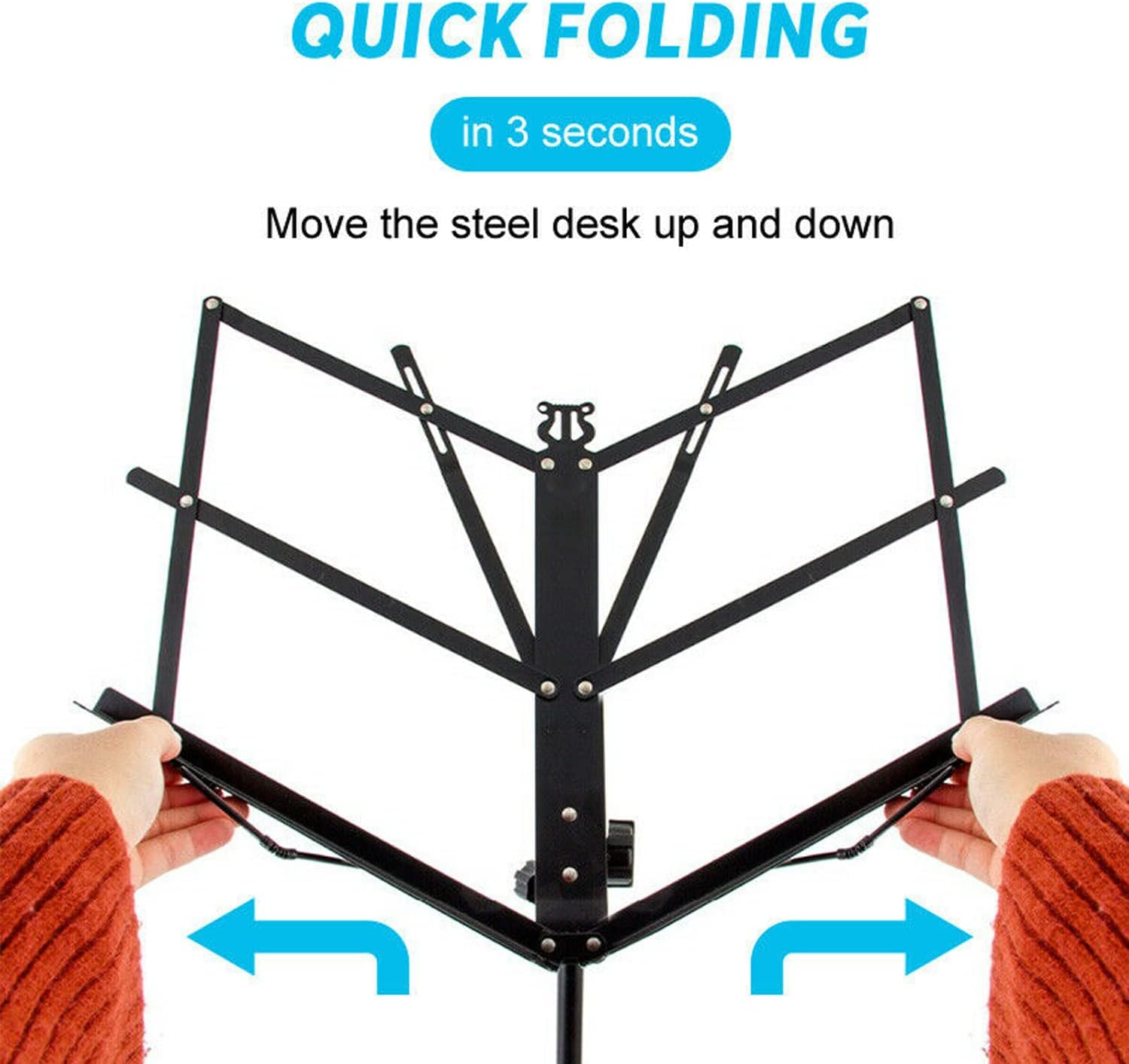 Foldable Sheet Music Stand Tripod Holder with Carry Bag for Stage Performence image number 5
