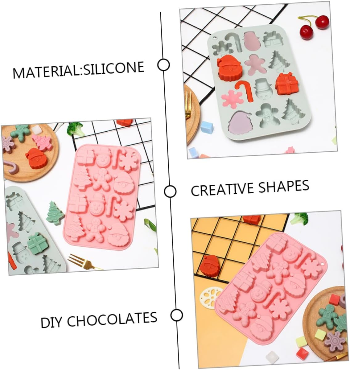 2Pcs Cake Baking Mold Silicone Christmas Mold Themed Candy Making DIY for Christmas Themed Baking Chocolate Chocolate Candy image number 2
