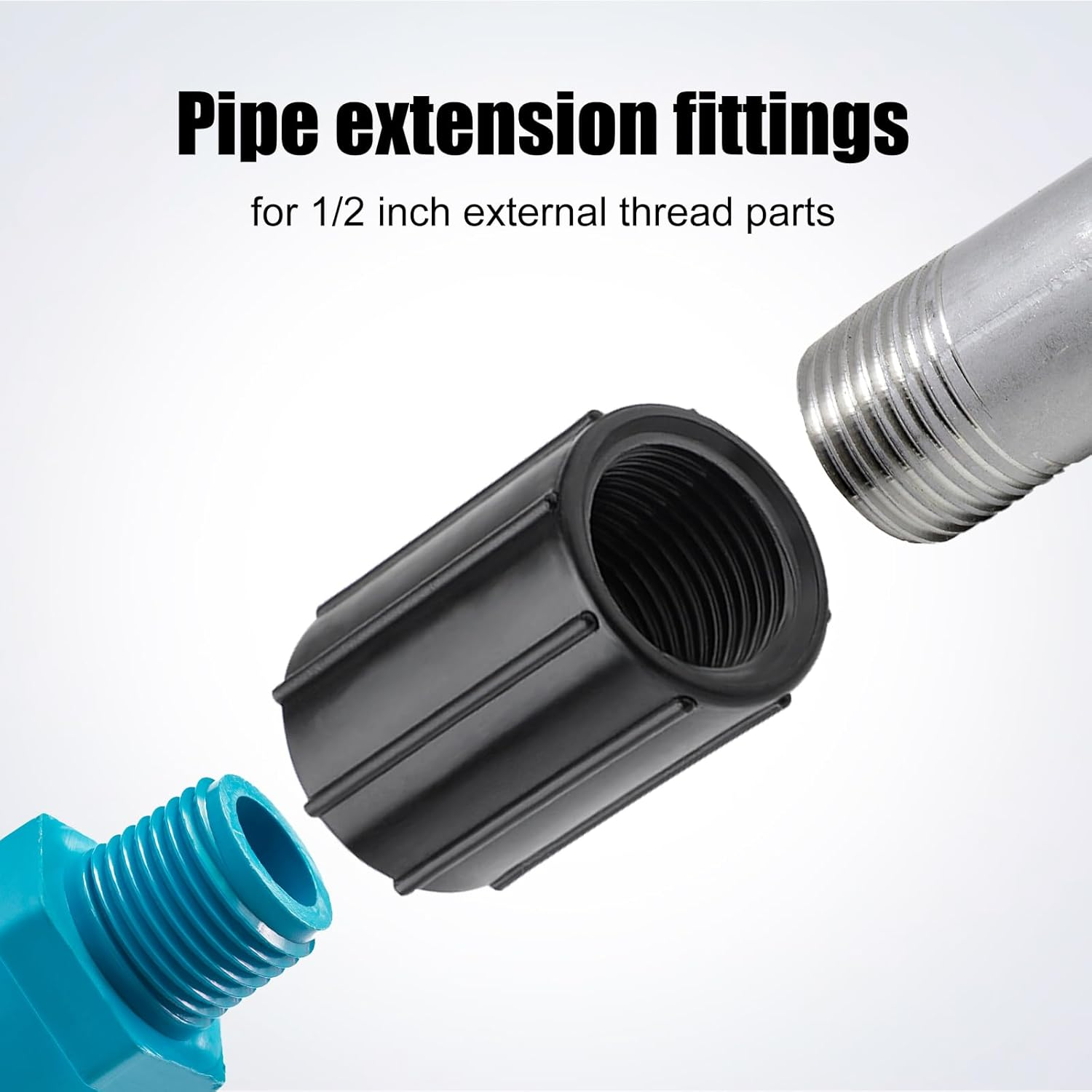 PEUTIER 10Pcs 1/2 Inch Female Threaded PVC NPT Connector, Double Female Thread Coupling Sprinkler Pipe Riser Adapter Irrigation System Accessories for Yard Lawn Garden image number 3