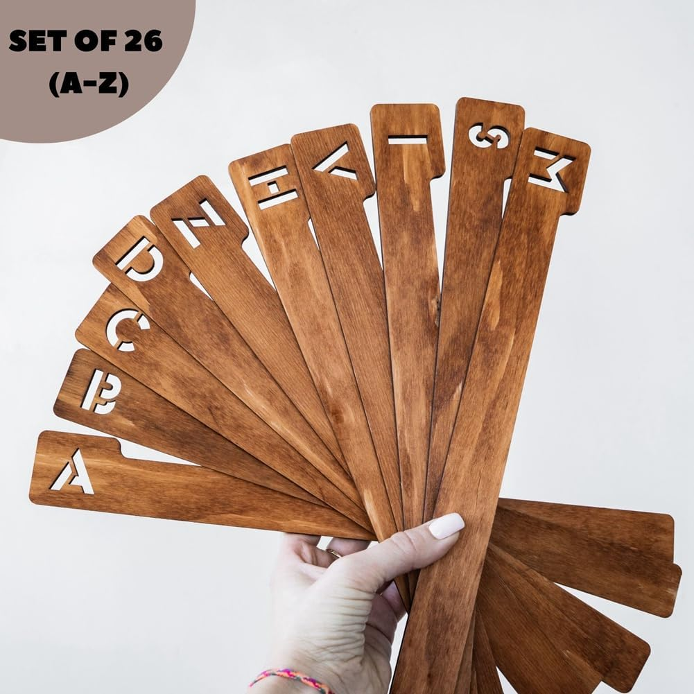 Elqater 26PCS Wood Record Dividers, Alphabetical Vinyl Record Storage Dividers A-Z, Record Holder Organizer Guides image number 2