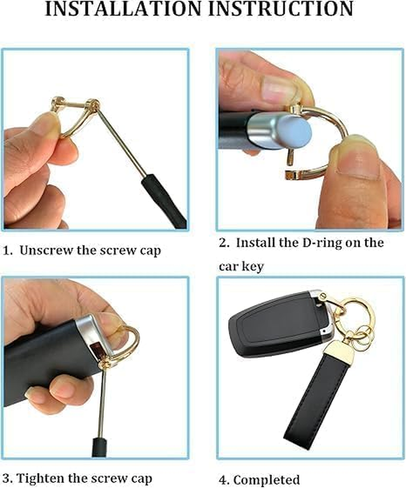 2 Pack Car Keychain,Anti-Lost D-Ring, Dual Key Rings, Microfiber Leather 360&deg; Rotatable Universal Car Key Accessory image number 3