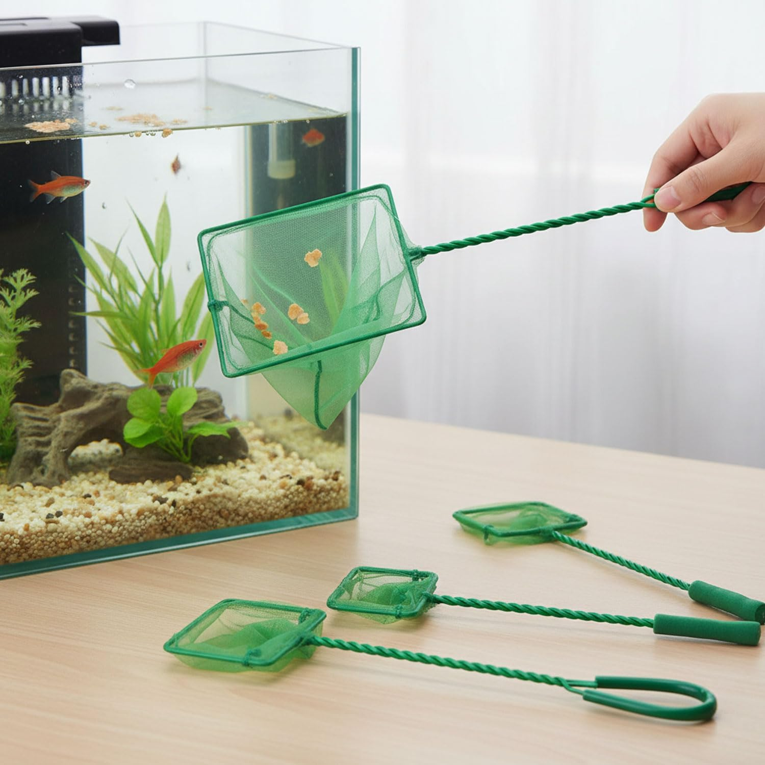 3-Piece Aquarium Fish Net Set - Soft Nylon Mesh, Lightweight Durable Design, Various Sizes - Ideal for Fish Tank Cleaning and Small Fish, Compatible with Delicate Aquatic Pets - Brand Unron image number 4