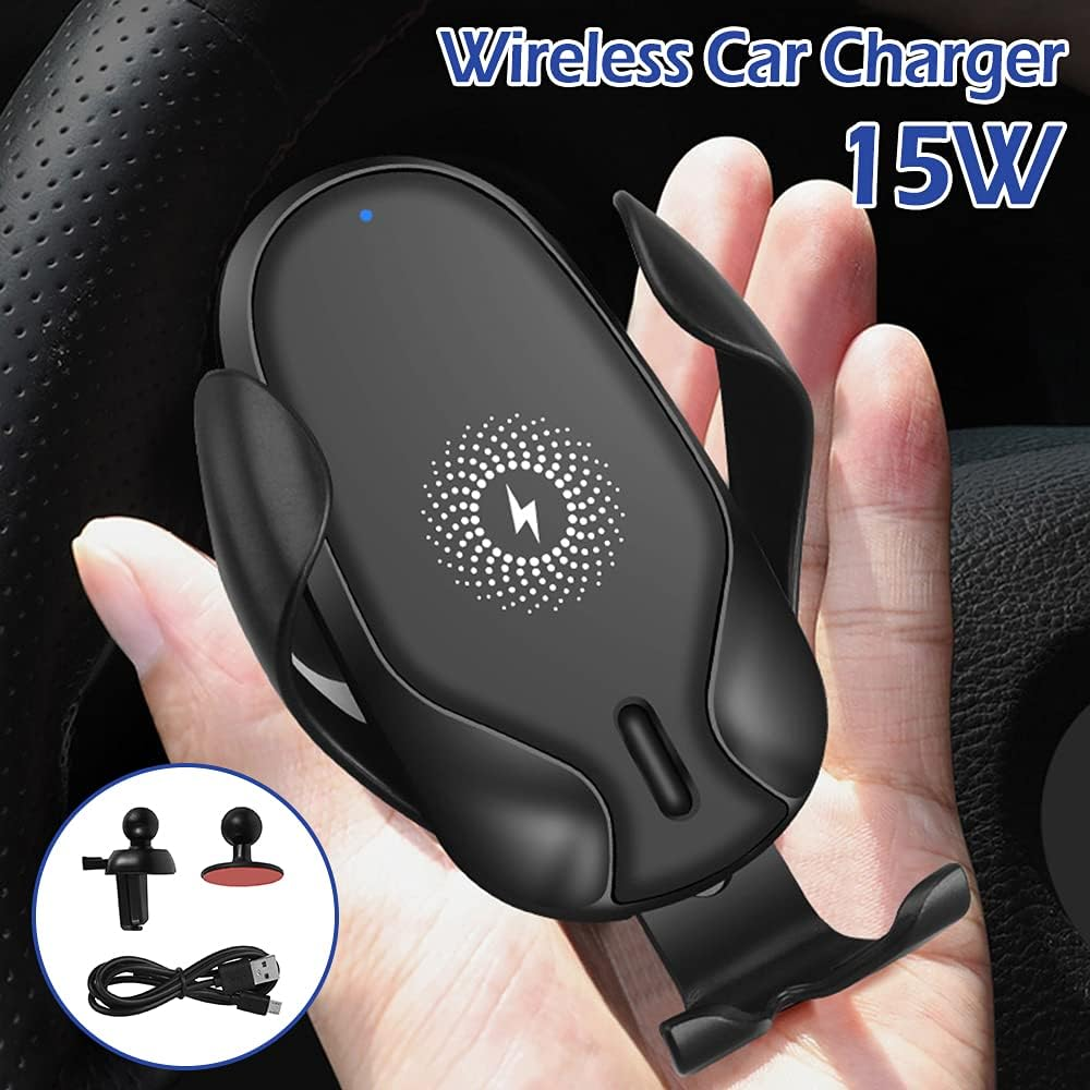 Wireless Car Charger,15W Qi Fast Charging Auto Clamping Car Charger Phone Mount， Windshield Dashboard Air Vent Phone Holder for Various Smartphones image number 1