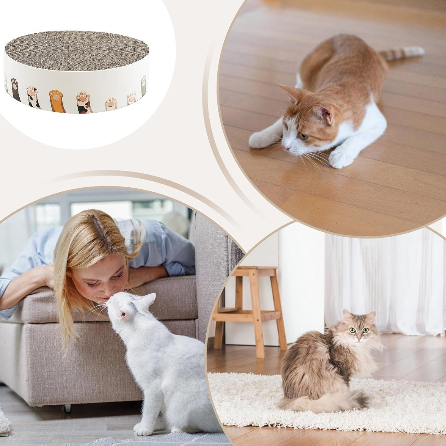 Furtryvl Cat Scratcher Lounge - Cat Scratch Pad Bowl Nest Corrugated - 2 in 1 Cat Scratch Nest for Indoor Cats, Protect Couch & Carpets & Sofas image number 2