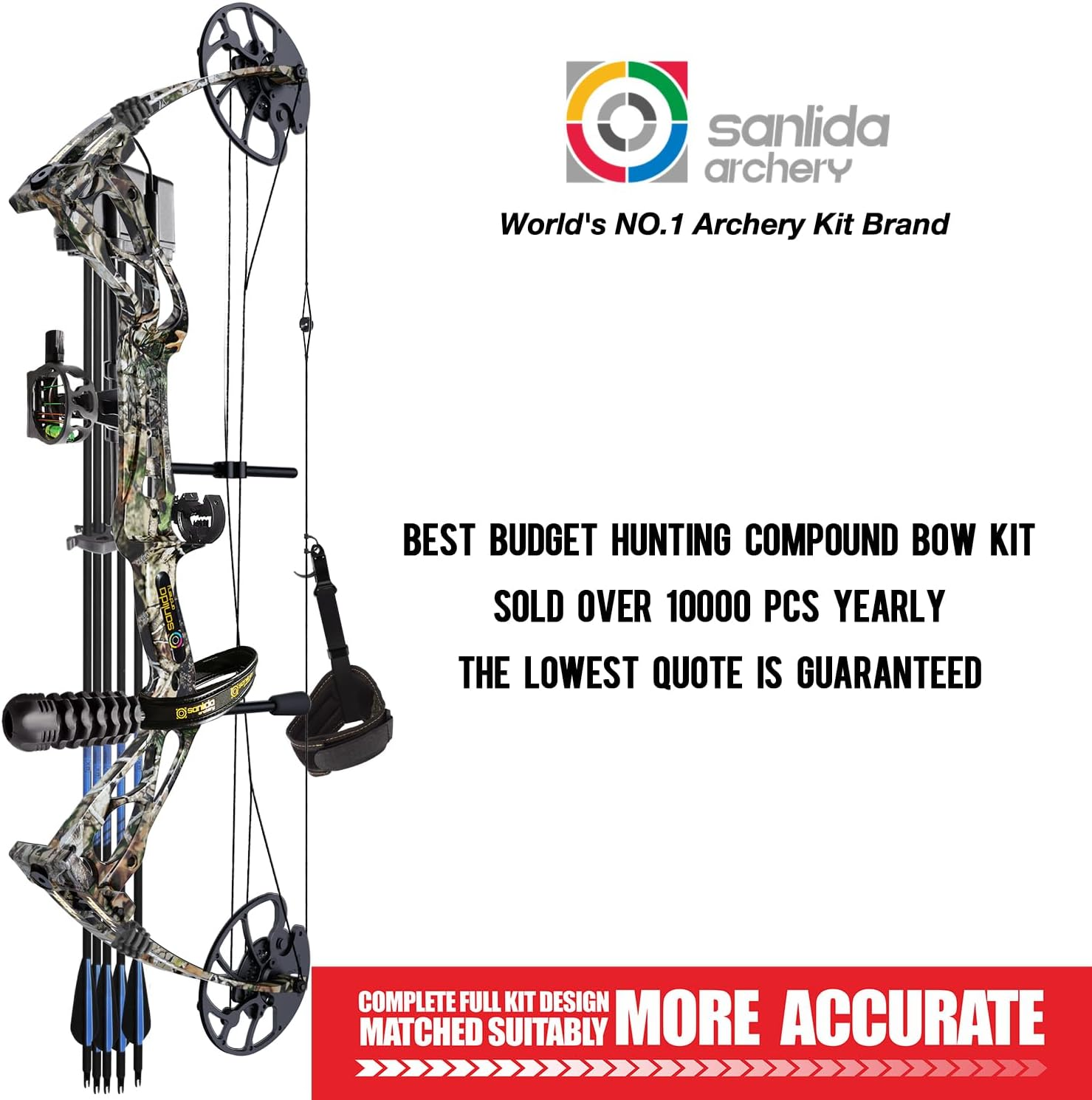 Sanlida Archery Dragon X8 RTH Compound Bow Package for Adults and Teens,18&rdquo;-31&rdquo; Draw Length,0-70 Lbs Draw Weight,Up to IBO 310 Fps,No Bow Press Needed,Limbs Made in Usa,Limited Life-Time Warranty image number 1