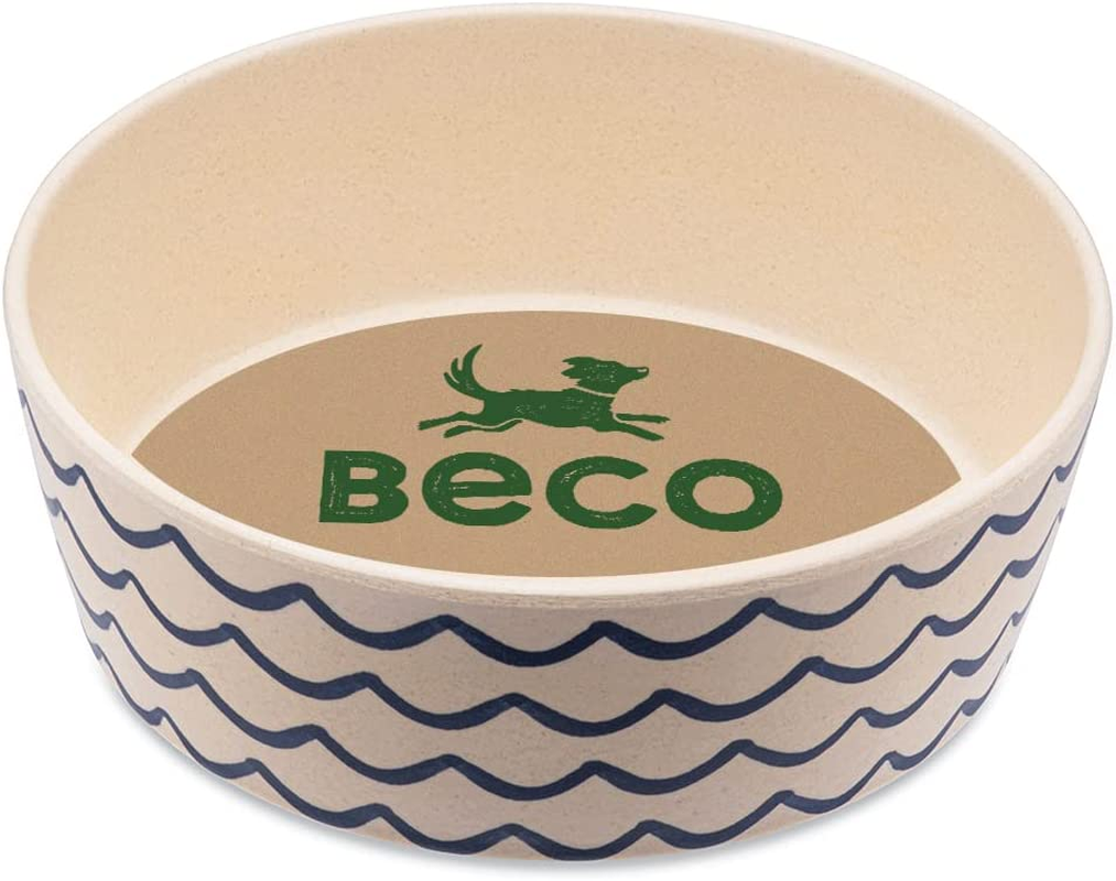 Beco Printed Bamboo Food and Water Dog Bowl Waves Large image number 5