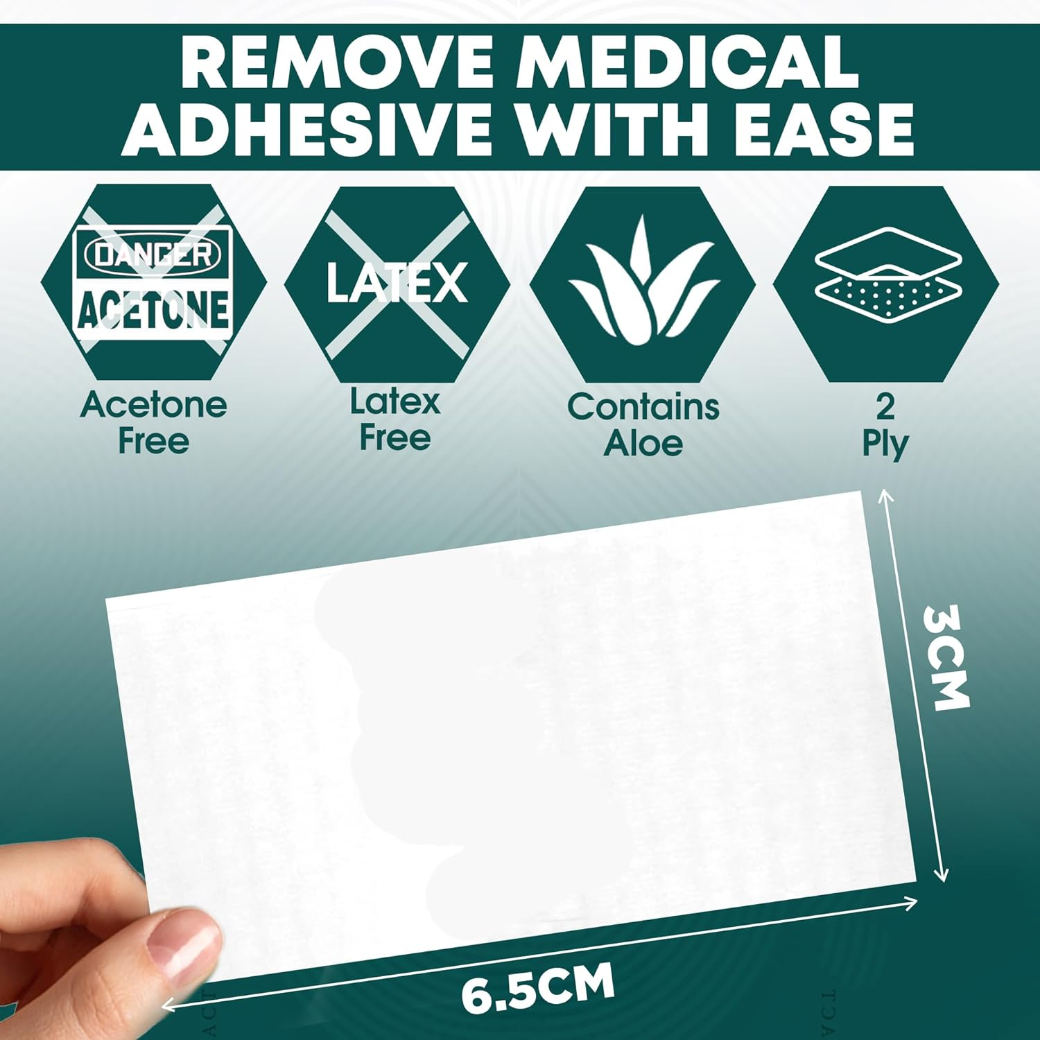 Adhesive Remover Wipes | Pack of 100 Individually Wrapped Sachets | Wipes for Skin That Remove Adhesive Residue from Medical Tape and Sports Tape | Contains Aloe | Acetone Free image number 4