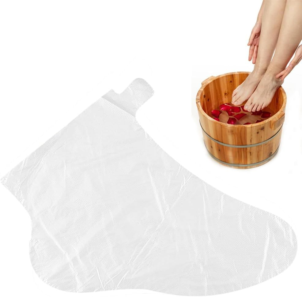 Pack of 100 Clear Plastic Disposable Boots Paraffin Bath Liner Foot Mask for Foot Pedicure Hot Spa Wax Treatment Foot Covers Bags Paraffin Foot Mask Socks