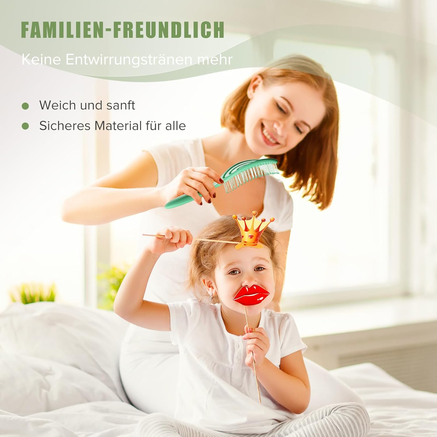 SHINLEA Hair Brush without Pulling, Scalp Massage Brush, Detangler Brush for Women, Men & Children, Detangling Brush Also for Curls and Long Hair (Green)