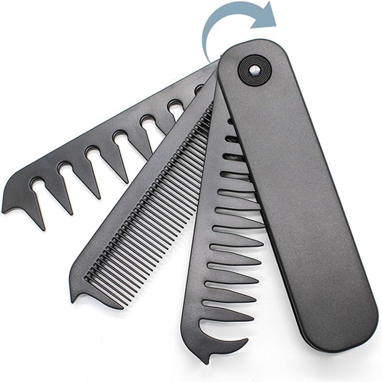 Xasbseulk Pocket Folding Comb | Men Travel Foldable Beard Comb - Fine & Wide Tooth Styling Hairbrush for Commuting Gym Boyfriend Outdoor Holiday Dad Travel Business Trip Daily