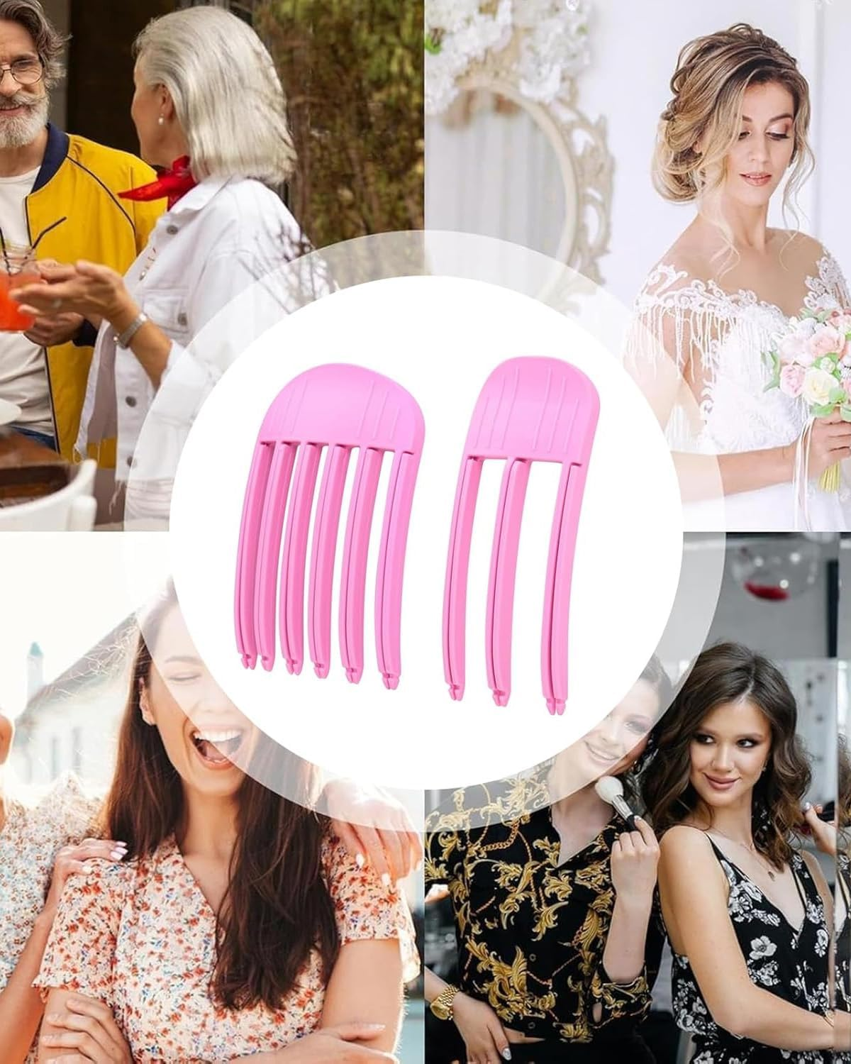 TPZORJX Pack of 2 Volume Clips Hair for Fluffy Fringe, Volume Clip for Hairline, Hair Clip No Imprint Hair Root Lifting Clips for Men and Women, Pink image number 2