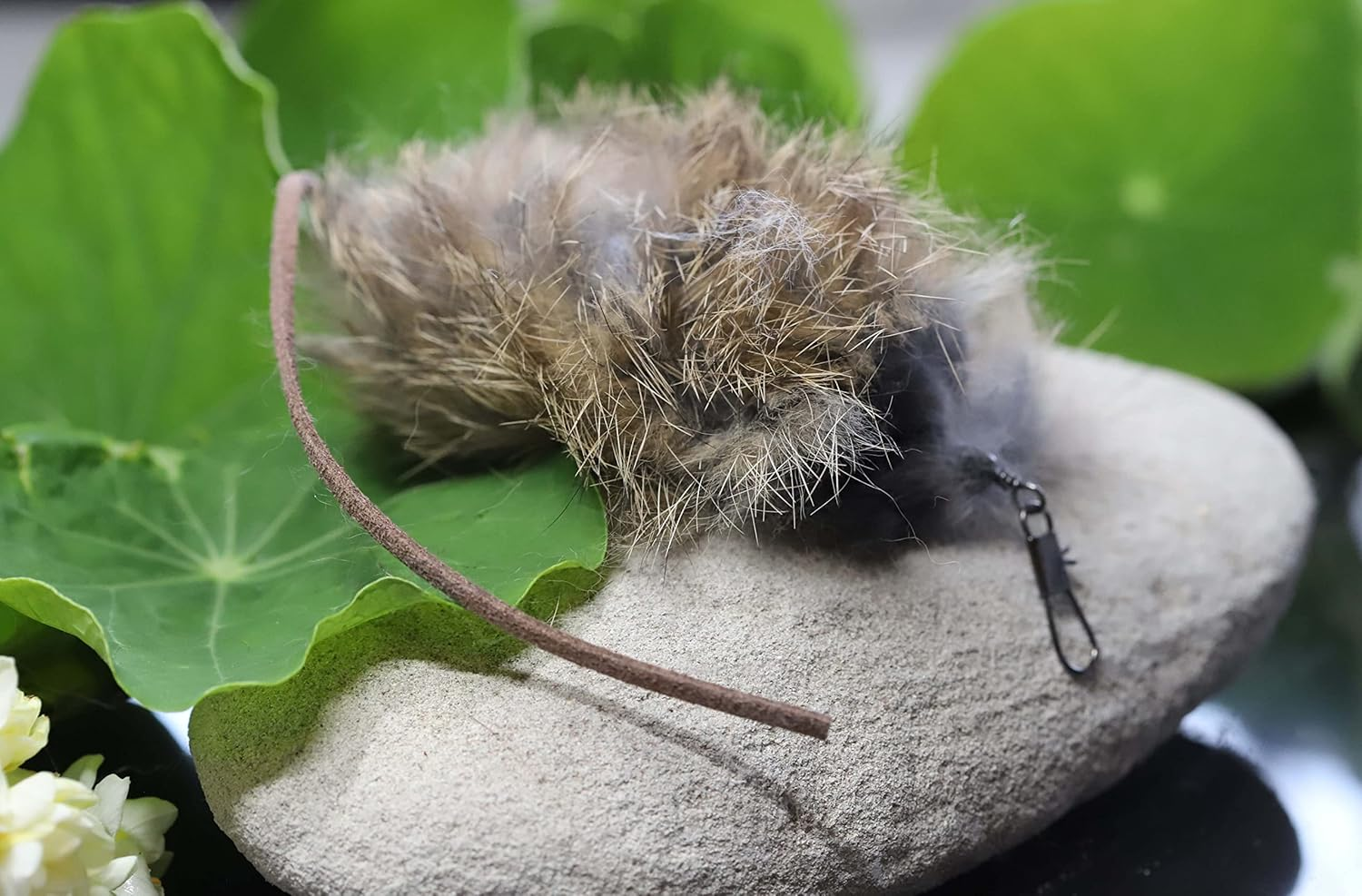 Rabbit Fur Ratty with Leather Tail Cat Teaser Toy Clip-On Attachment - Suits Go Cat Da Bird Cat Wand