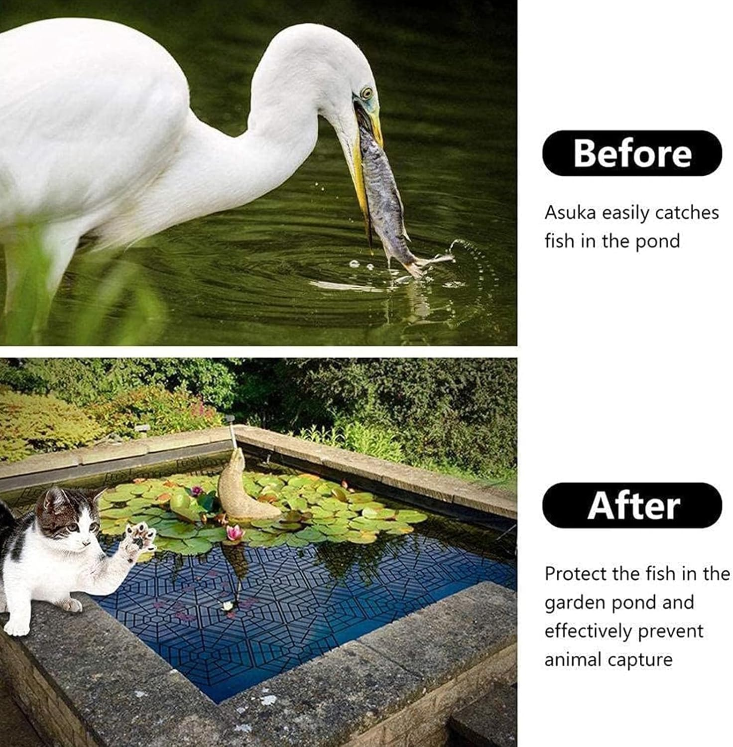 Zalizr 20 Pack Pond Netting Floating Guard, Fish Protector, Hexagonal Plastic Web Netting for Pond Protection, Floating Heron Deterrent image number 1