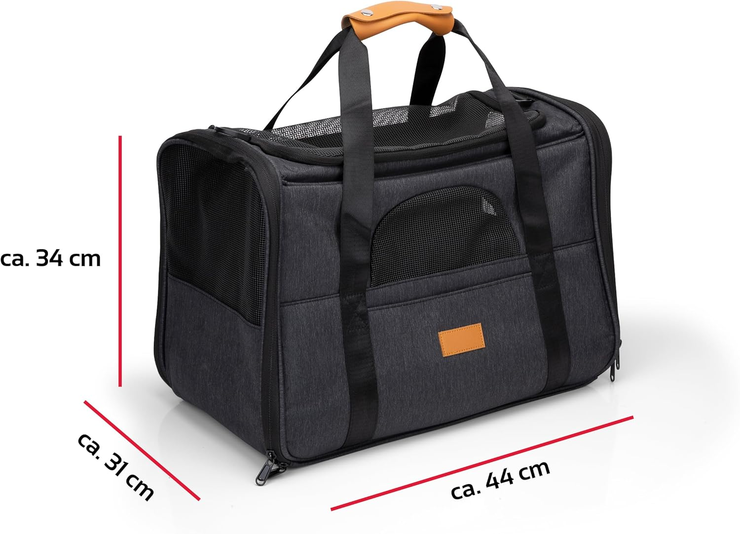 Maxxpro Travel Bag Dog/Cat - 44 X 31 X 34 Cm - Foldable Feeding Bowl/Pet Bed - Shoulder Strap and Carry Handle - up to 5 Kg - Grey image number 4