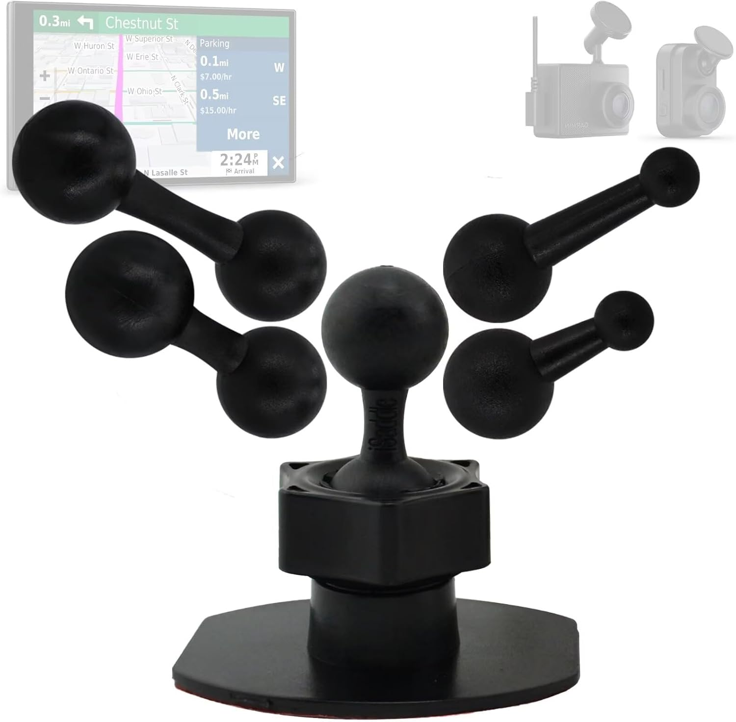 CH370 3M Adhesive Sticky Mount Holder for All Garmin Nuvi GPS Navigator - Car Dashboard/Desk Mount Holder with Exclusive 17Mm Ball Connection image number 4