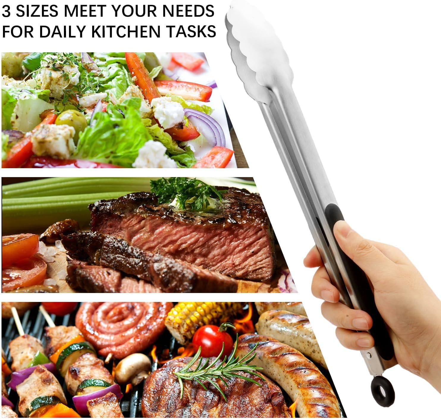 Tongs Kitchen Tongs BBQ Tongs Salad Tongs Cooking Tongs for Serving Food Pince Cuisine Ice Tongs Kitchen Tongs Stainless Steel Food Tongs Kitchen Gadgets Cuisine Accessoire Tongs Cooking Meat Tongs image number 1