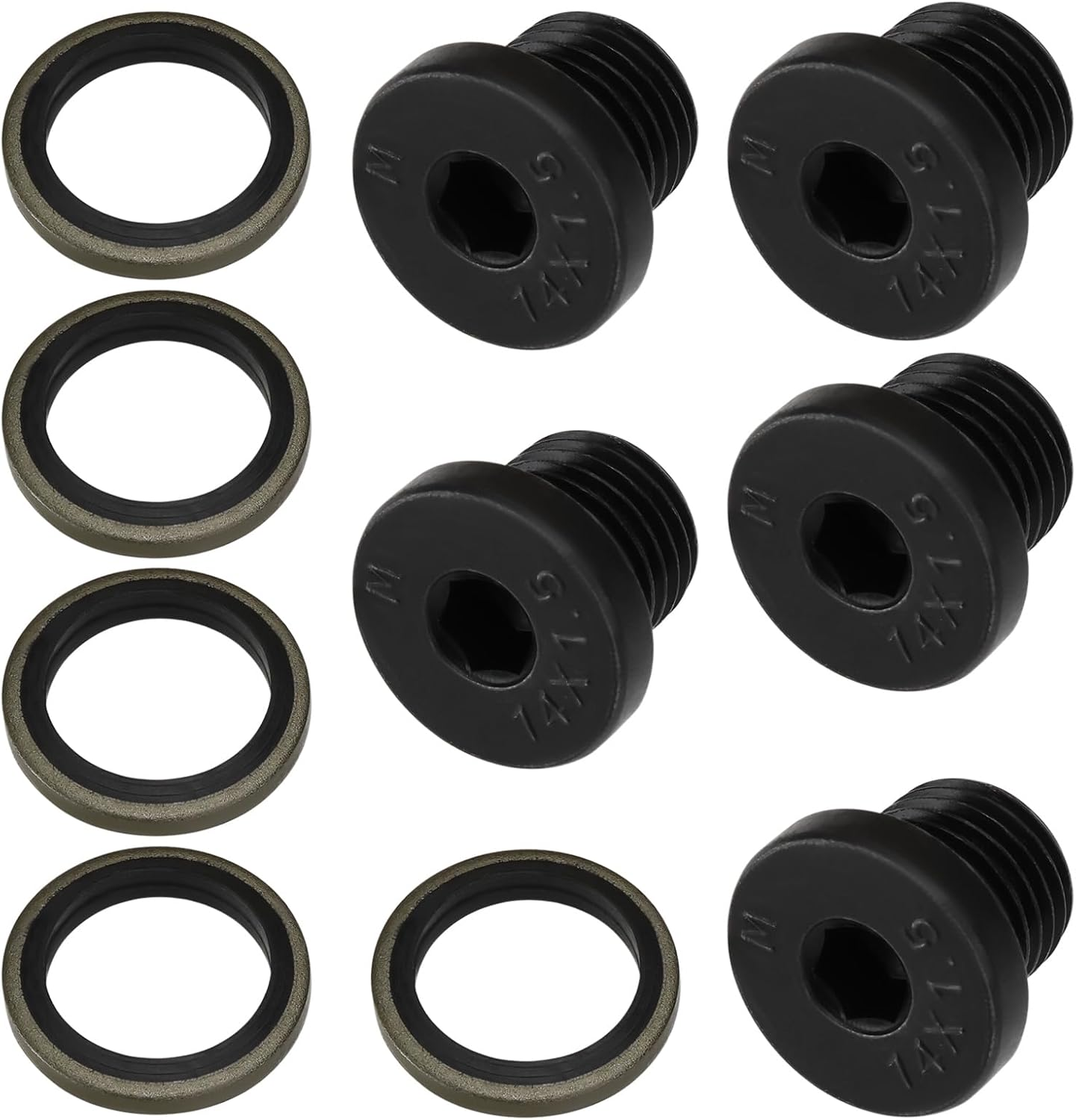 5Pcs Black Car Sump Oil Drain Plug M14 X 1.5Mm N 016 027 6 N 016 027 6 S Compatible with VW Compatible with Porsche with Sealing Ring image number 6