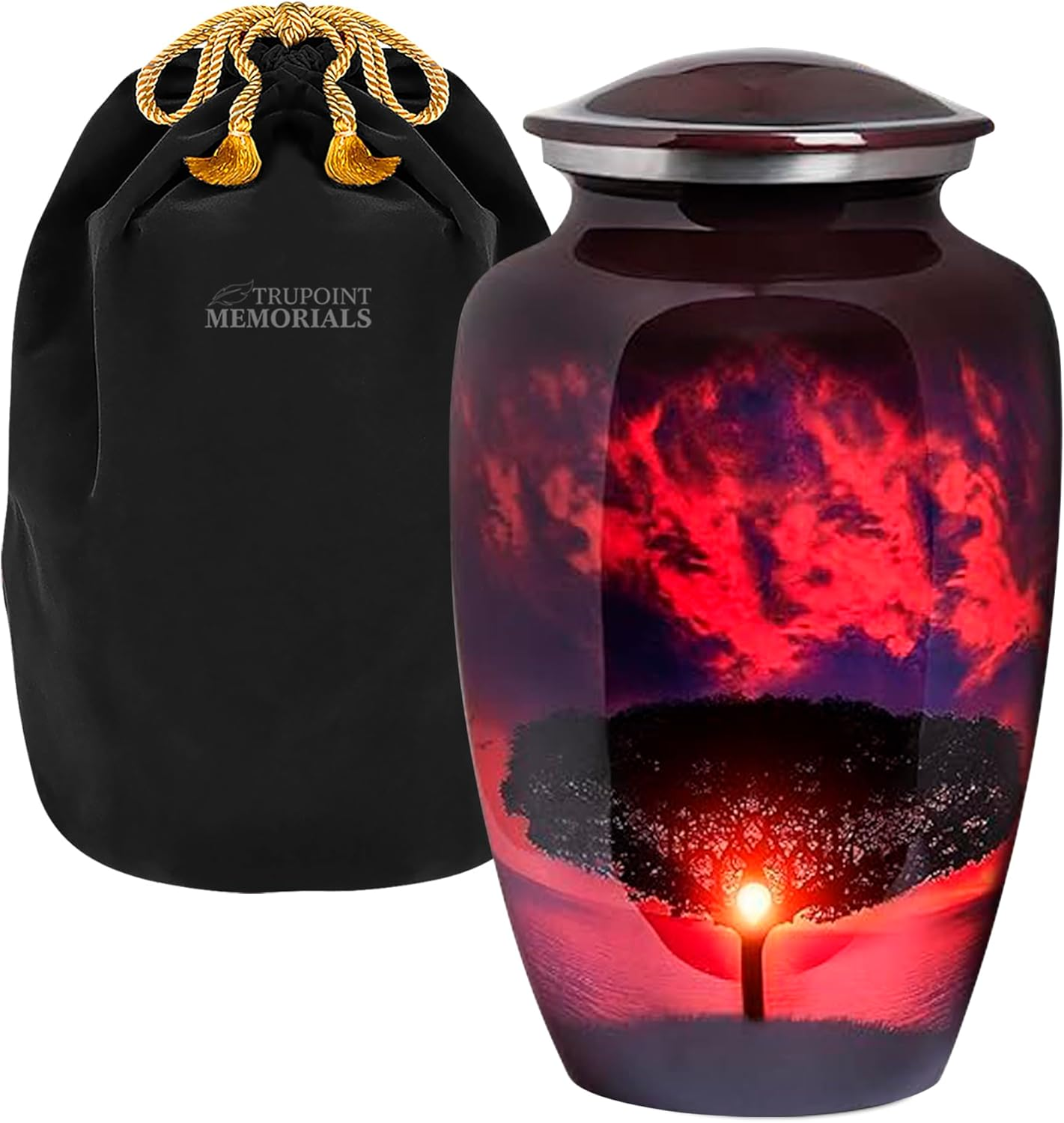 Trupoint Memorials Cremation Urns for Human Ashes, Tree of Life Decorative Burial Urn for Adult Men and Women, Large Red Sunset image number 1