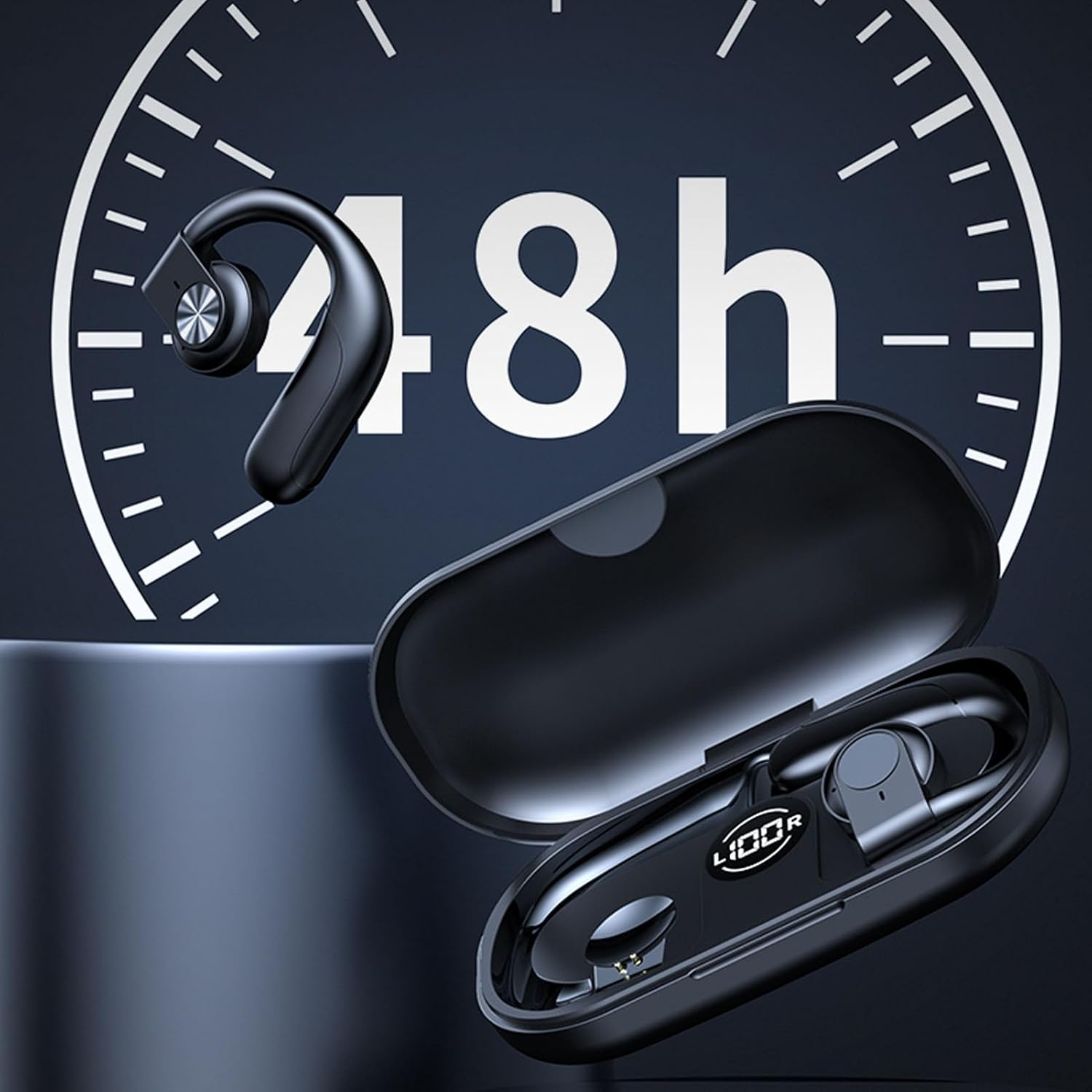 Cuifati Wireless Bone Conduction Headphones 5.3 IPX7 Waterproof Subwoofer Earbuds with Charging Case for Sports