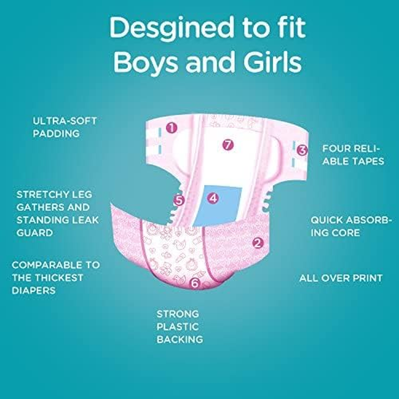 Littleforbig Printed Adult Brief Diapers 10 Pieces - Nursery Pink L image number 2