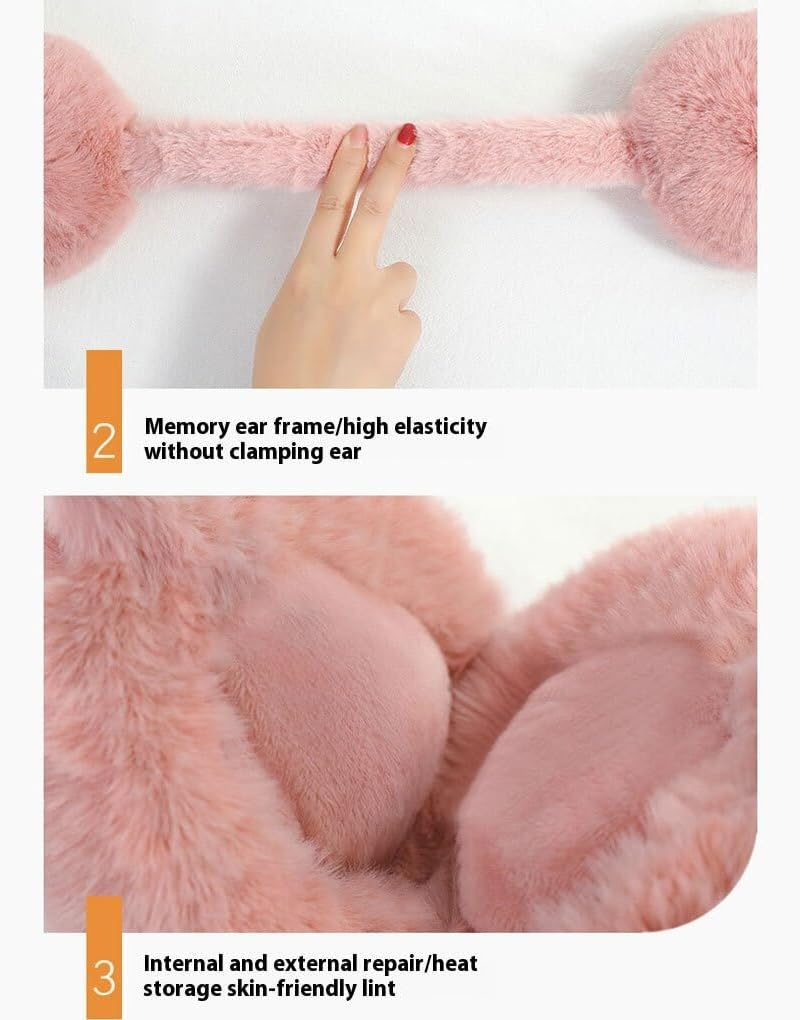 Sheepskin Fur Earmuffs for Ladies Adjustable Elastic Ear Muffs Winter Presents Foldable Plush Earmuff Adult Elastic Ear image number 2
