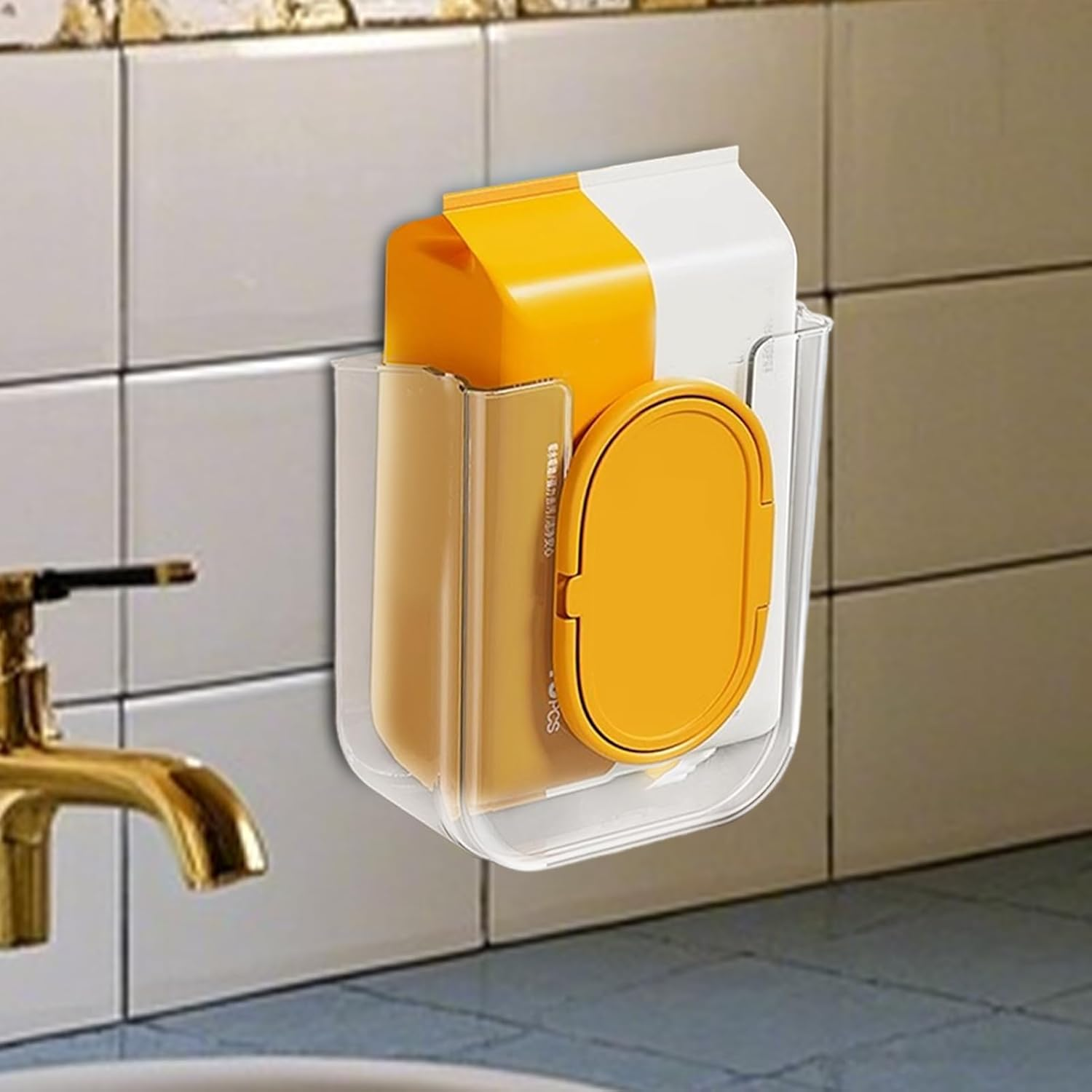 Wipe Holder for Bathroom, Wall-Mounted Tissue Dispenser, Refillable Container for Wipes, Ideal Bathroom, Kitchen, Bedroom, Family Home Organization and Convenience - White image number 3