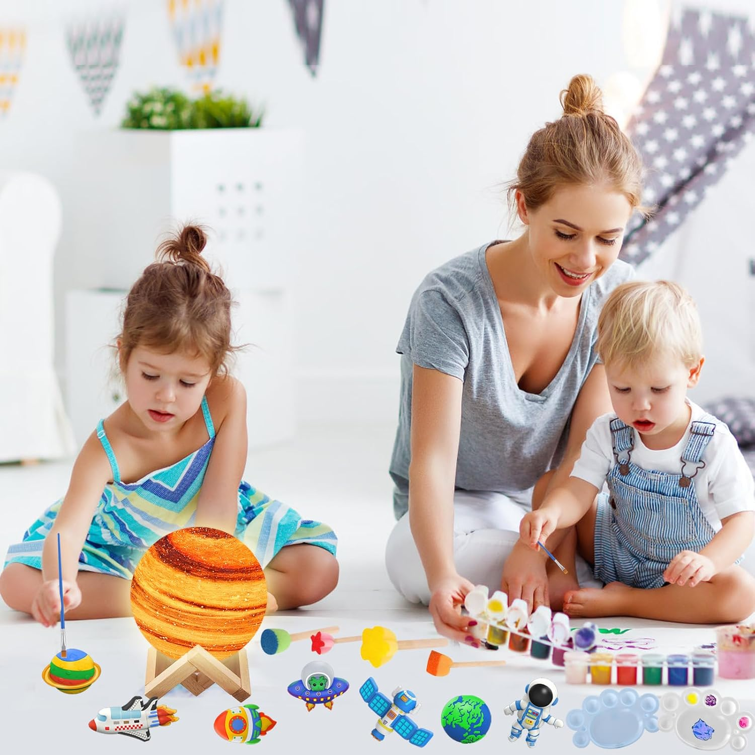 Paint Your Own Moon 16 Color DIY 3D Space Moon Night Art Kit for Kids, Fun Arts & Crafts Toys Project, Art and Crafts for Kids Age 8-12,Kids Toys Girls 6-8