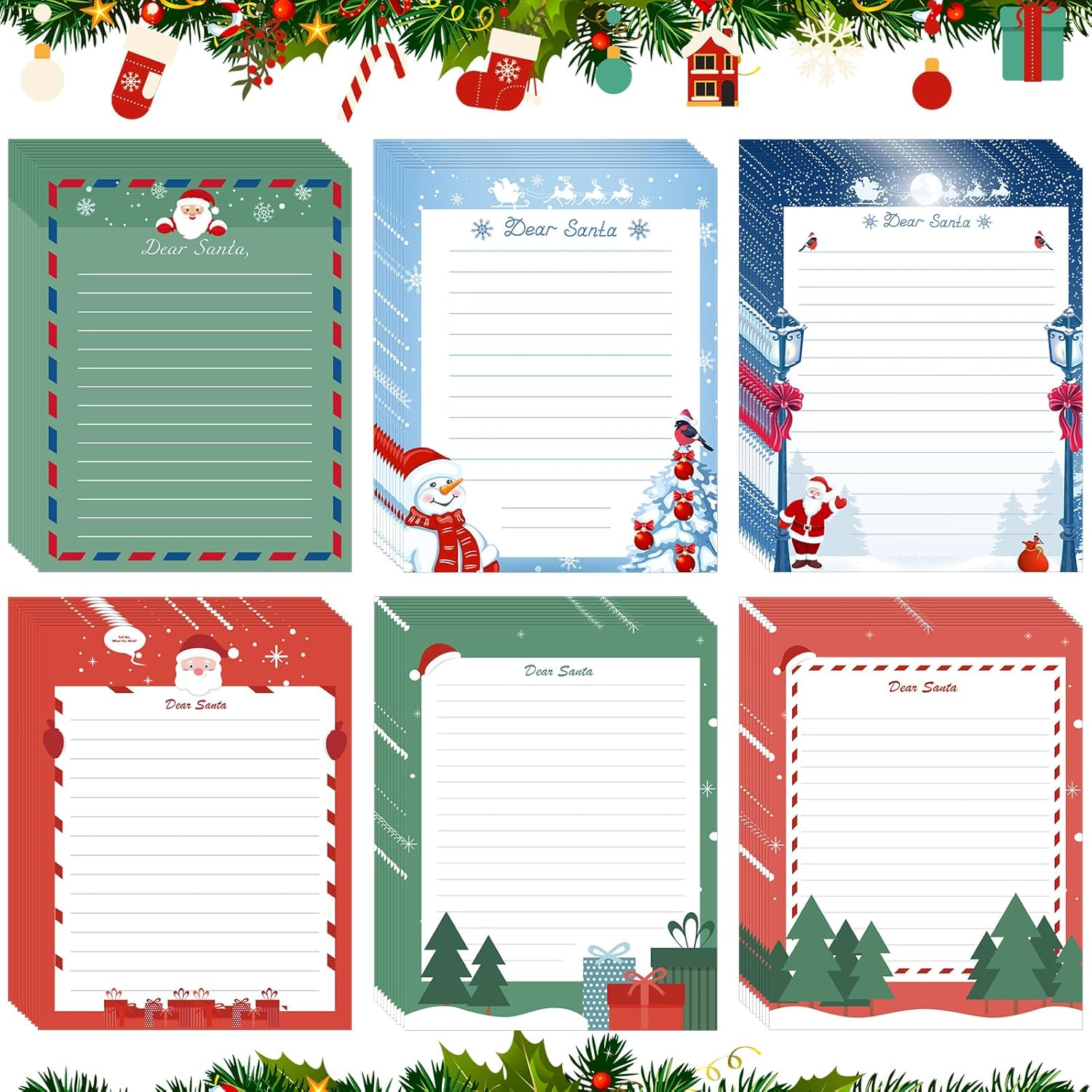 Spakon 180 Sheet Christmas Stationery Paper 8.5 X 11 Inch Christmas Letter Paper Letters to Santa Holiday Letterhead Writing Paper for Xmas Notes Greeting Cards Invitation Office School Printing image number 5