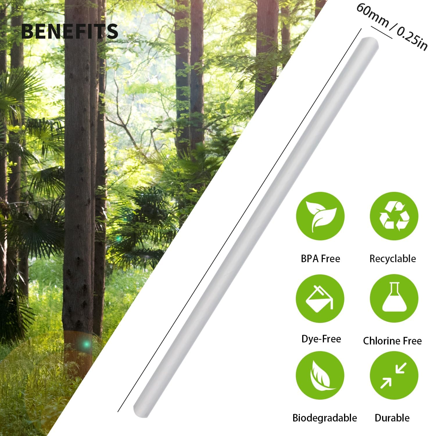 Pure White Biodegradable Paper Straws for Cocktail Pack of 100, Eco-Friendly and Recyclable Plain White Solid White Straws Made of Paper image number 5