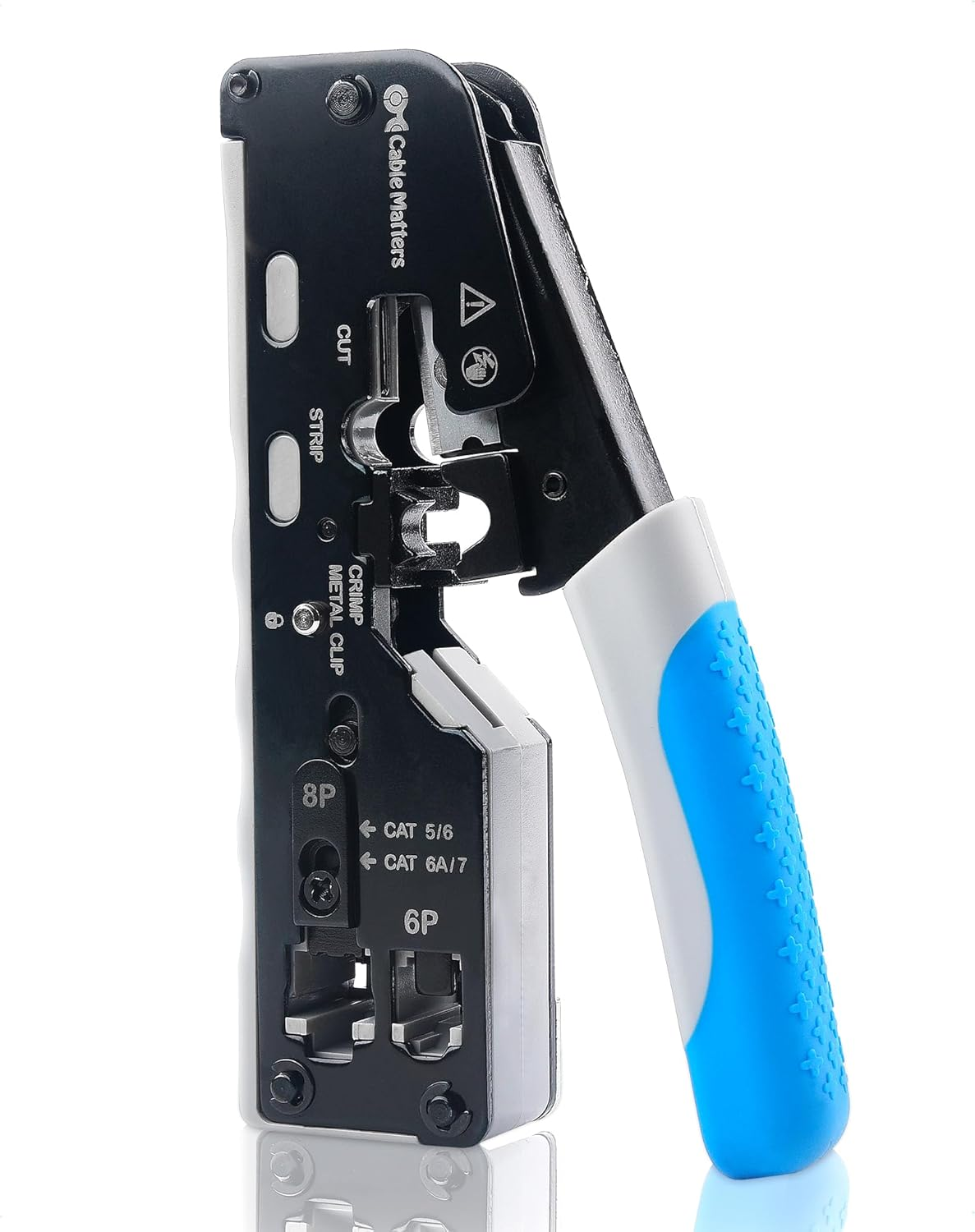 Cable Matters All-In-One Modular Ethernet Crimping Tool Cat 8 (Cat5 Cat6 Cat7 Cat8 Crimping Tool) for Shielded Pass-Through Connectors image number 2