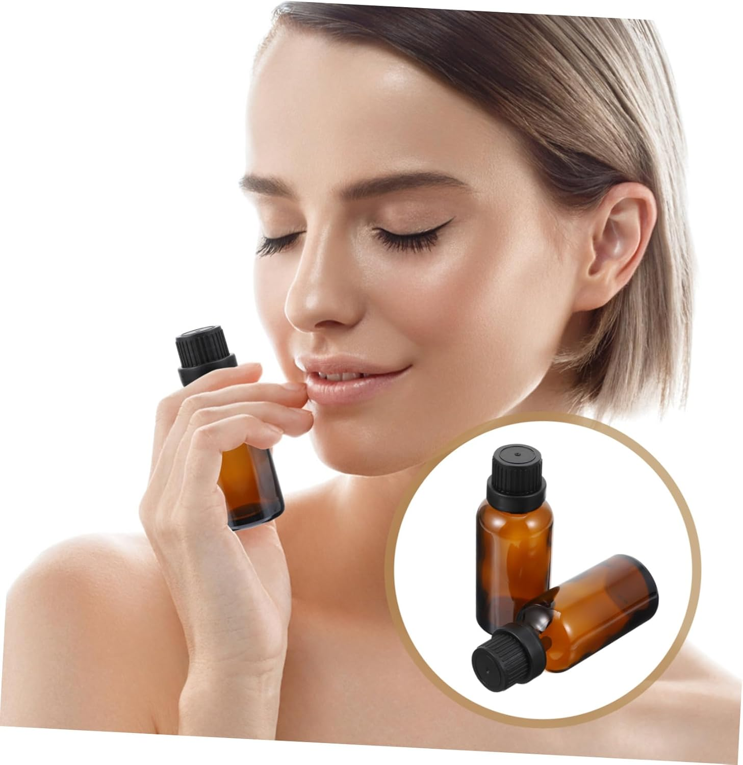 MOKKHNB 12Pcs 15Ml Amber Glass Essential Oil Bottles Large Head Cap and Drip Stopper Refillable Empty Cosmetic Bottles for Travel and Aromatherapy image number 6