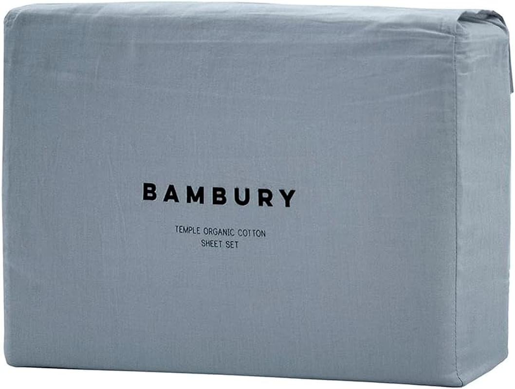 Bambury Temple Organic Cotton Sheet Set, Steel Blue, King image number 1