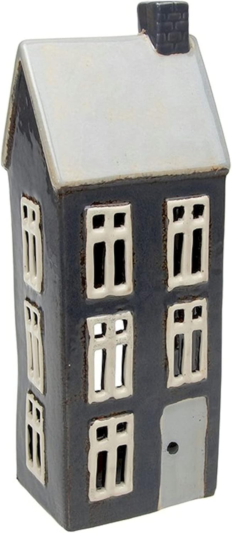 Village Pottery Tall Slate Blue House Tealight Holder Y image number 5