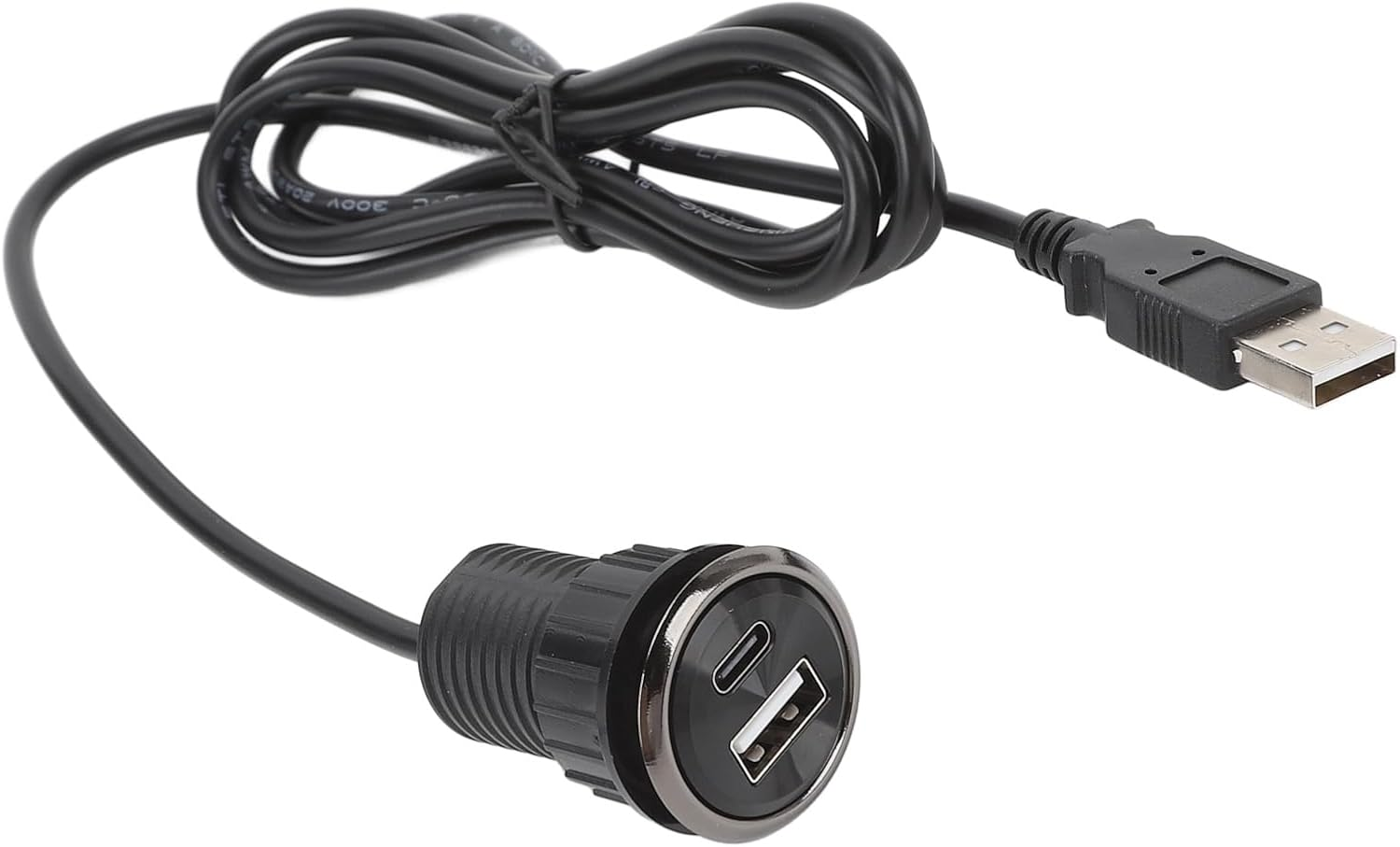 Desktop Power Grommet, 2 USB Charging Ports Small Hidden Flush Mount Power Strip Socket, Easy Installation by 2.5Cm round Hole, for Office Kitchen Cabinet Conference Room image number 3