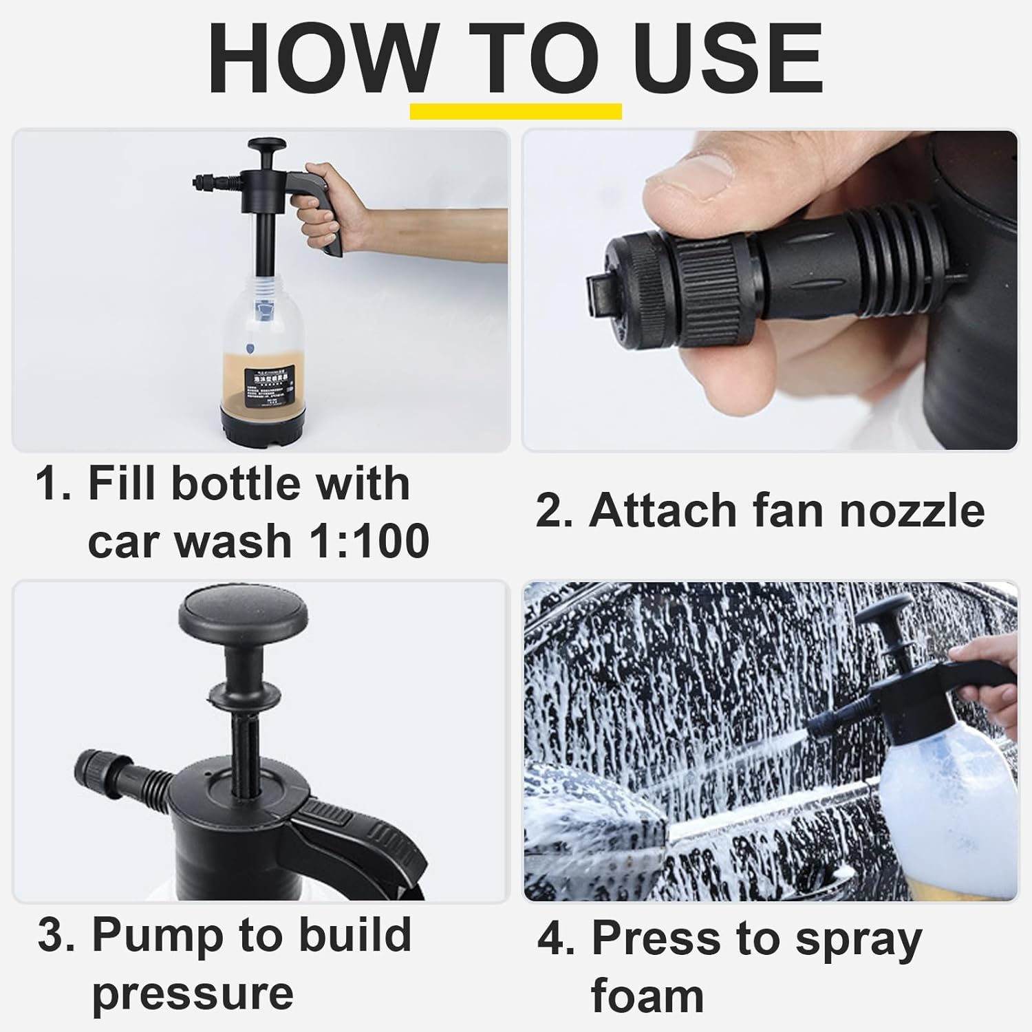 Taoluwin Car Wash Foam Sprayer, 2L Foaming Pump Sprayer with 55&deg; Fan Jet & Dual Modes, Heavy-Duty Pressure Handle for Thick Suds, Cars, Gardens, and Pets image number 4