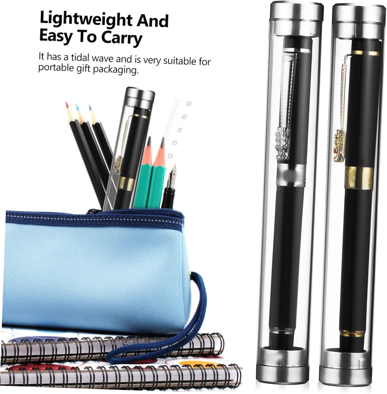 HOUDERCO 10Pcs Acrylic Pen Storage Cases Cylinder Tube Holder for Office and School Desk Accessories, Pen Display Box Suitable for Business and Student Use image number 5