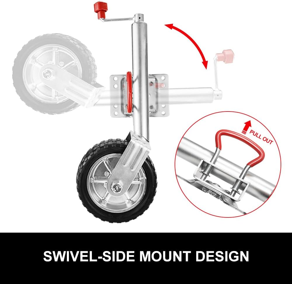 San Hima Jockey Wheel 10" Inch Swing up Rubber Wheel 1000Kg Caravan Boat Trailer image number 4