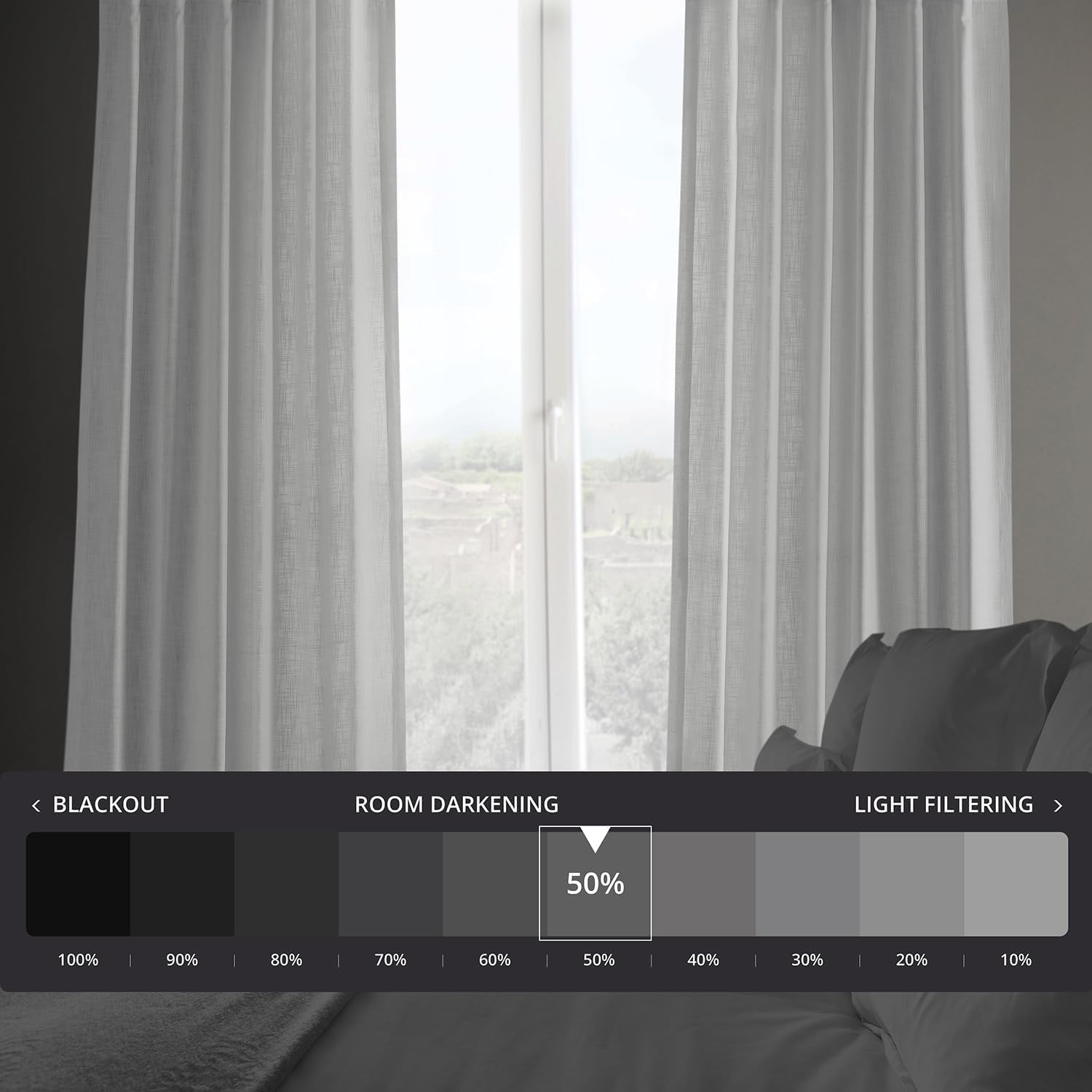 HPD Half Price Drapes Premium Heavy Faux Linen Curtains for Living Room (1 Panel), 50W X 96L Light Filtering Curtains 96 Inches Long Window Curtains for Bedroom, Rice White image number 4