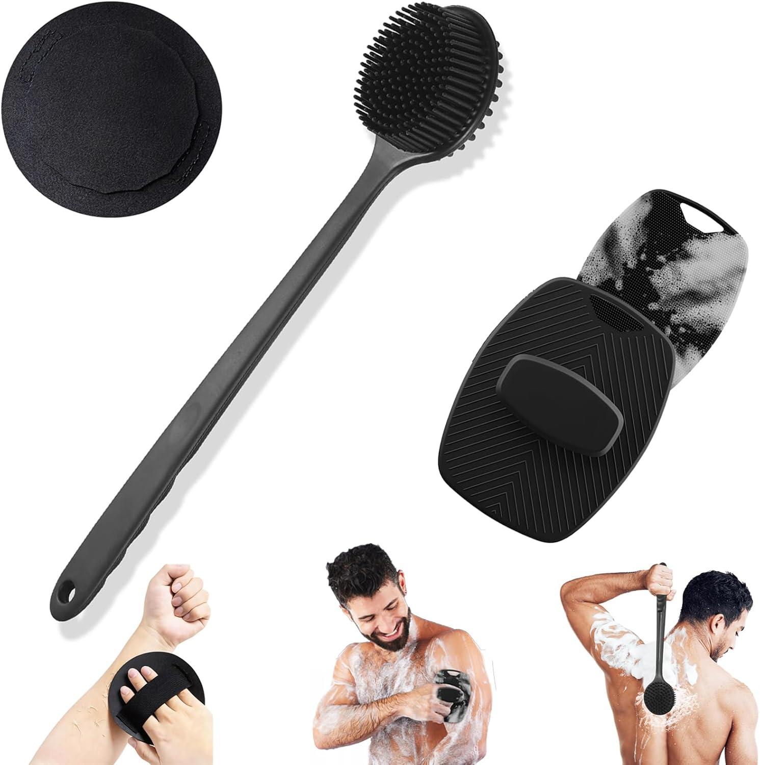 3 Pack Silicone Body Scrubber, 3 in 1 Back Scrubber for Shower, Silicone Scrubber Set, Gentle Exfoliating Scrub Brush for Women Men Sensitive Skin, More Hygienic than Traditional Loofah, Long Lasting image number 2