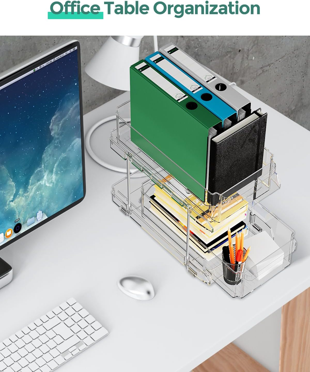 IPOW 2 Pack of 2 Tier Pull Out Kitchen Storage Organizer with Dividers, Organiser for Kitchen Bathroom Pantry Storage, Medicine Cabinet, under Sink image number 6